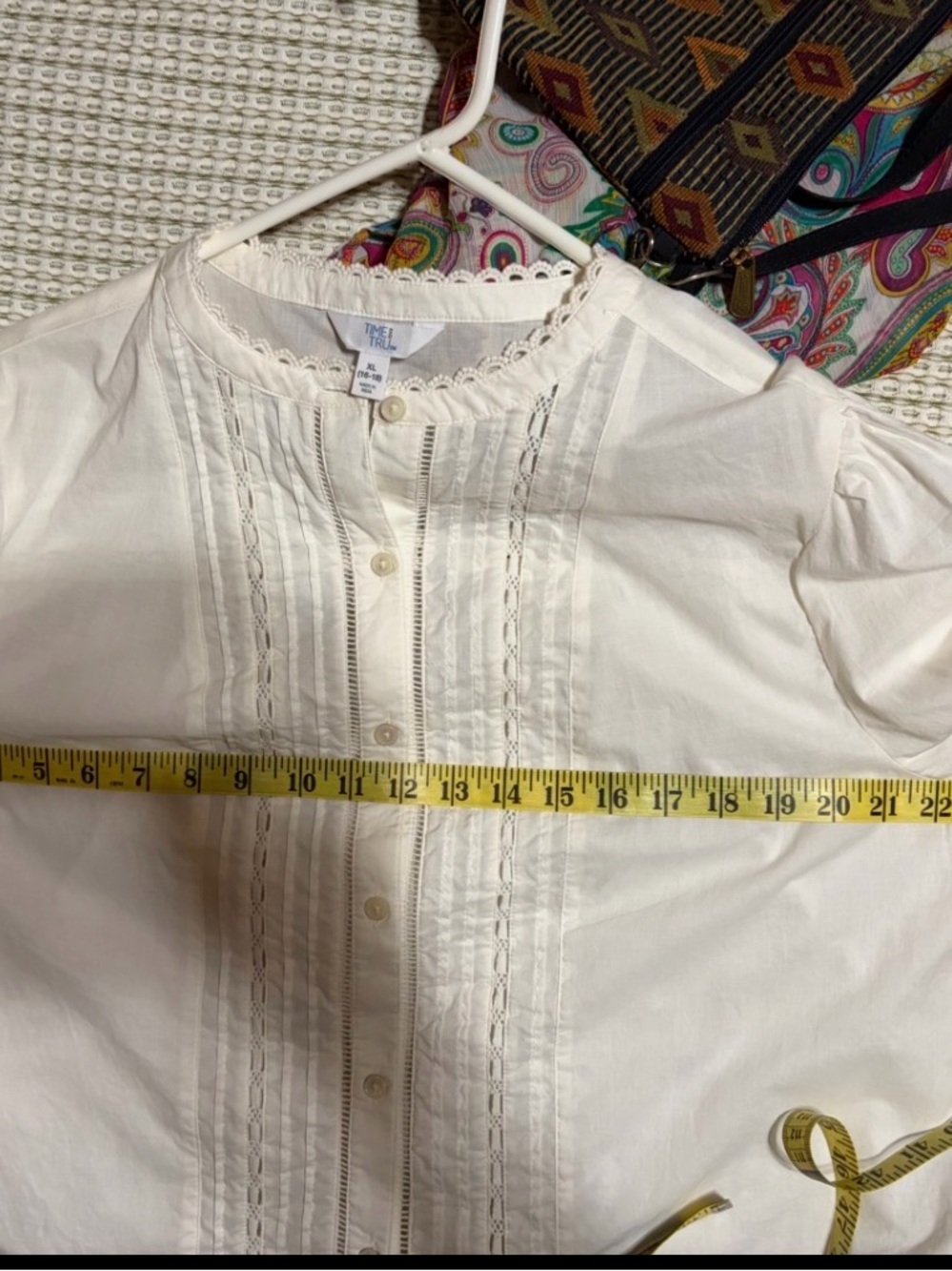 Cream Pintuck Lace-Trim Button Front Blouse
Soft, Feminine - Picture 10 of 10